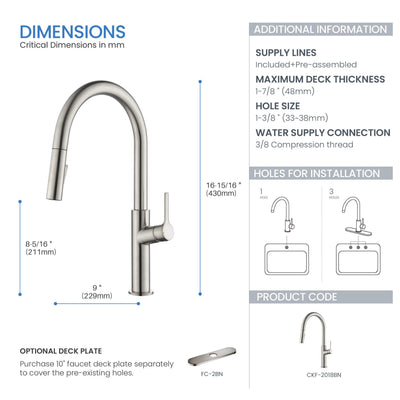 Neo Single Handle Pull Down Kitchen Sink Faucet - CKF-2018  - Shop at Home Craft Studio - 13