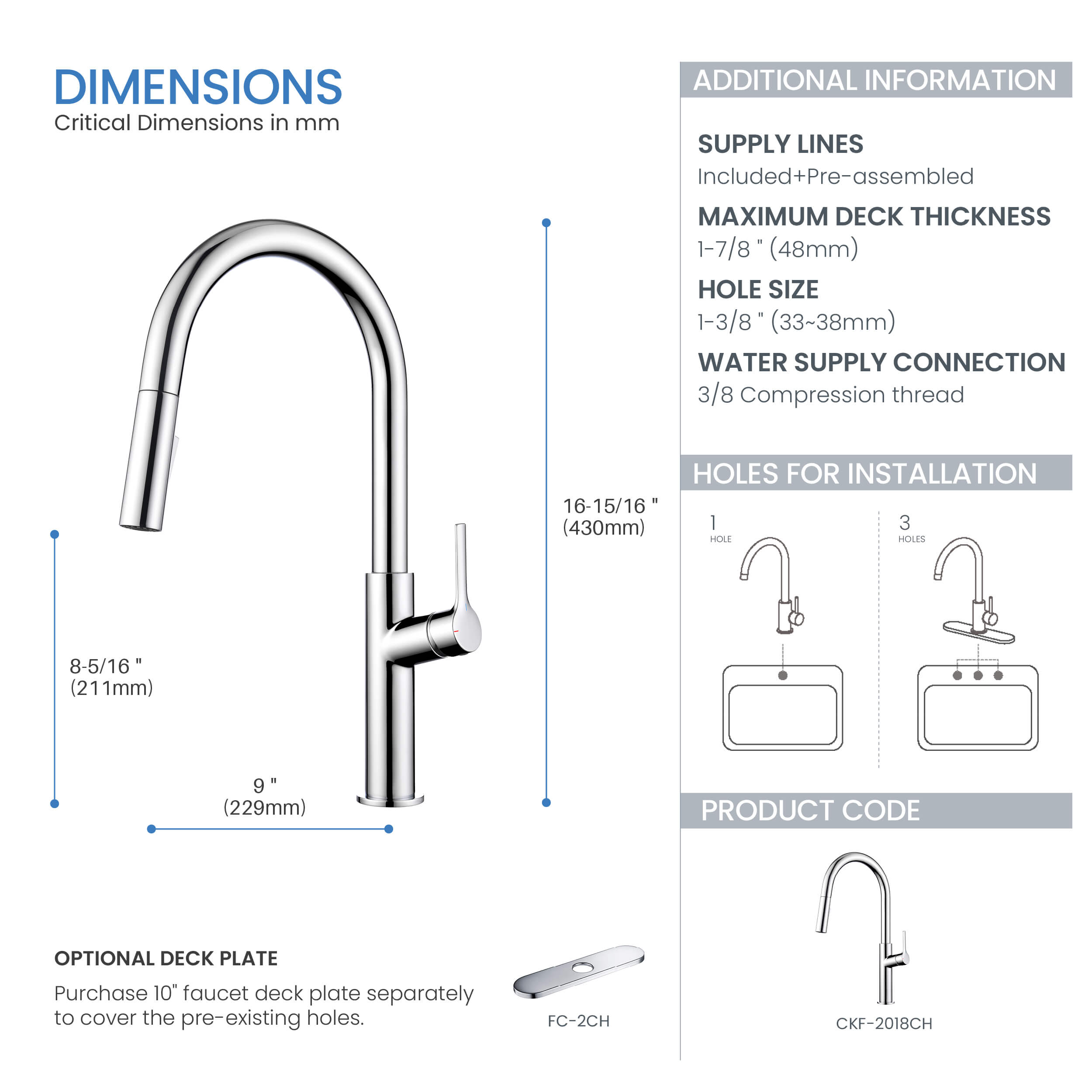 Neo Single Handle Pull Down Kitchen Sink Faucet - CKF-2018  - Shop at Home Craft Studio - 20