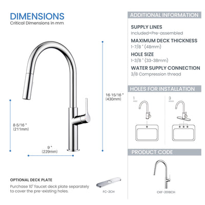 Neo Single Handle Pull Down Kitchen Sink Faucet - CKF-2018  - Shop at Home Craft Studio - 20