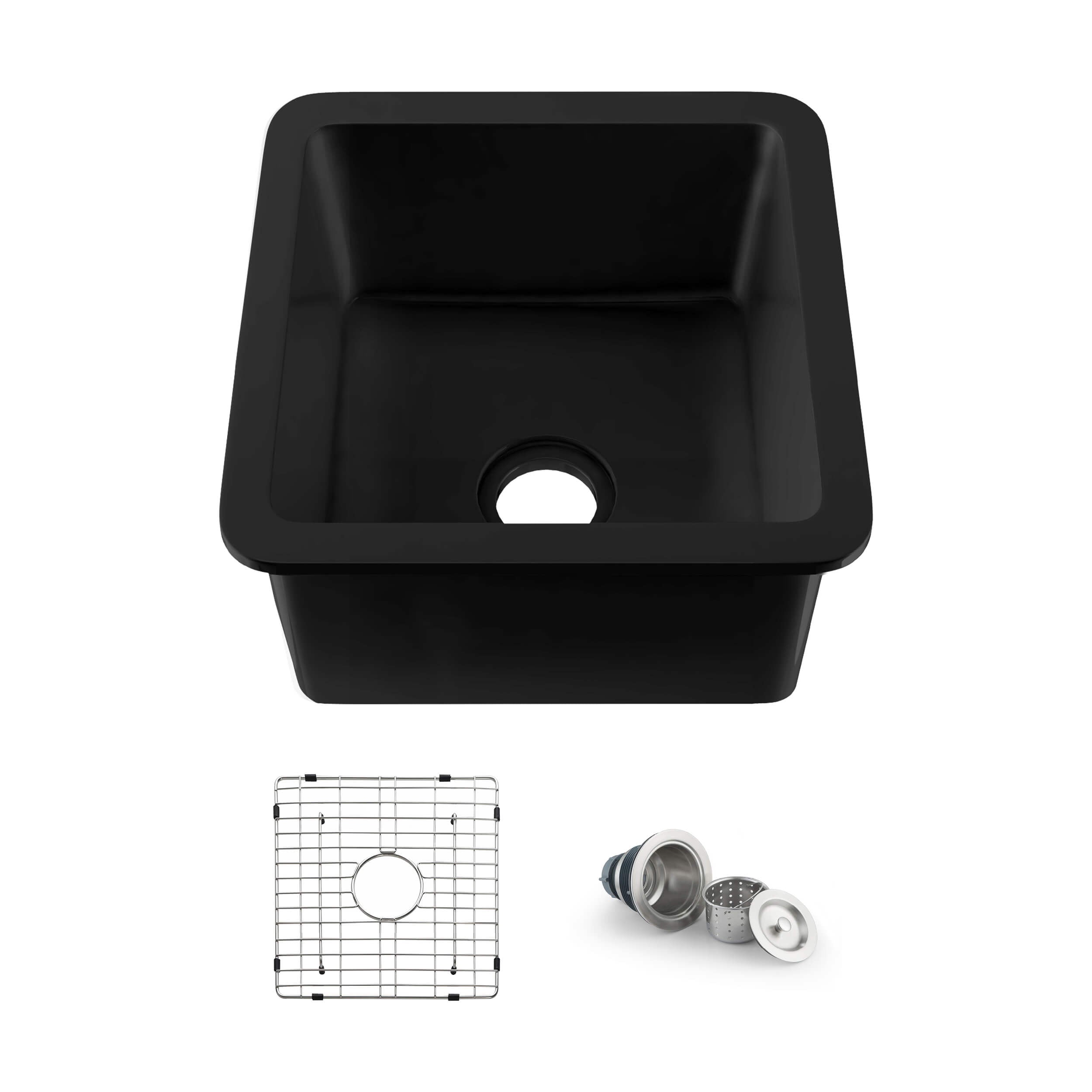Nova 18" Matte Black Fireclay Single Bowl Kitchen Undermount Sink - C2-18SQMB  - Shop at Home Craft Studio - 1