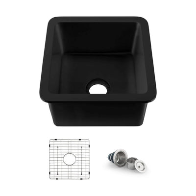Nova 18" Matte Black Fireclay Single Bowl Kitchen Undermount Sink - C2-18SQMB  - Shop at Home Craft Studio - 1