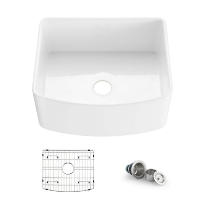 Nova 24" Curved Apron Front Fireclay Farmhouse Kitchen Sink - C2-24SFC  - Shop at Home Craft Studio - 1