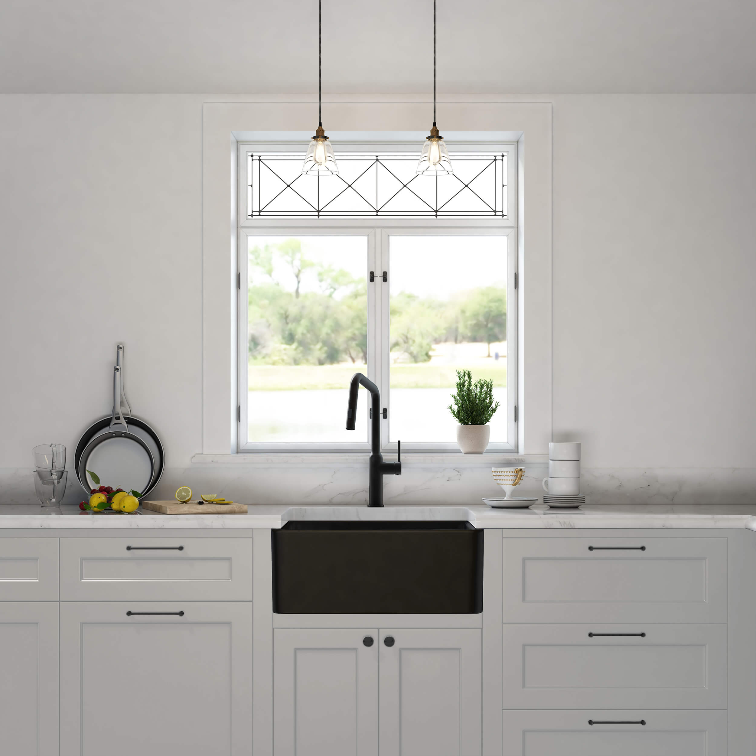 Nova 24" Matte Black Fireclay Single Bowl Kitchen Farmhouse Sink - C2-24SFMB  - Shop at Home Craft Studio - 2