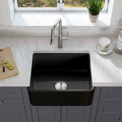Nova 24" Matte Black Fireclay Single Bowl Kitchen Farmhouse Sink - C2-24SFMB  - Shop at Home Craft Studio - 3