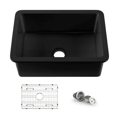 Nova 27" Matte Black Fireclay Single Bowl Kitchen Undermount Sink - C2-27SMB  - Shop at Home Craft Studio - 1