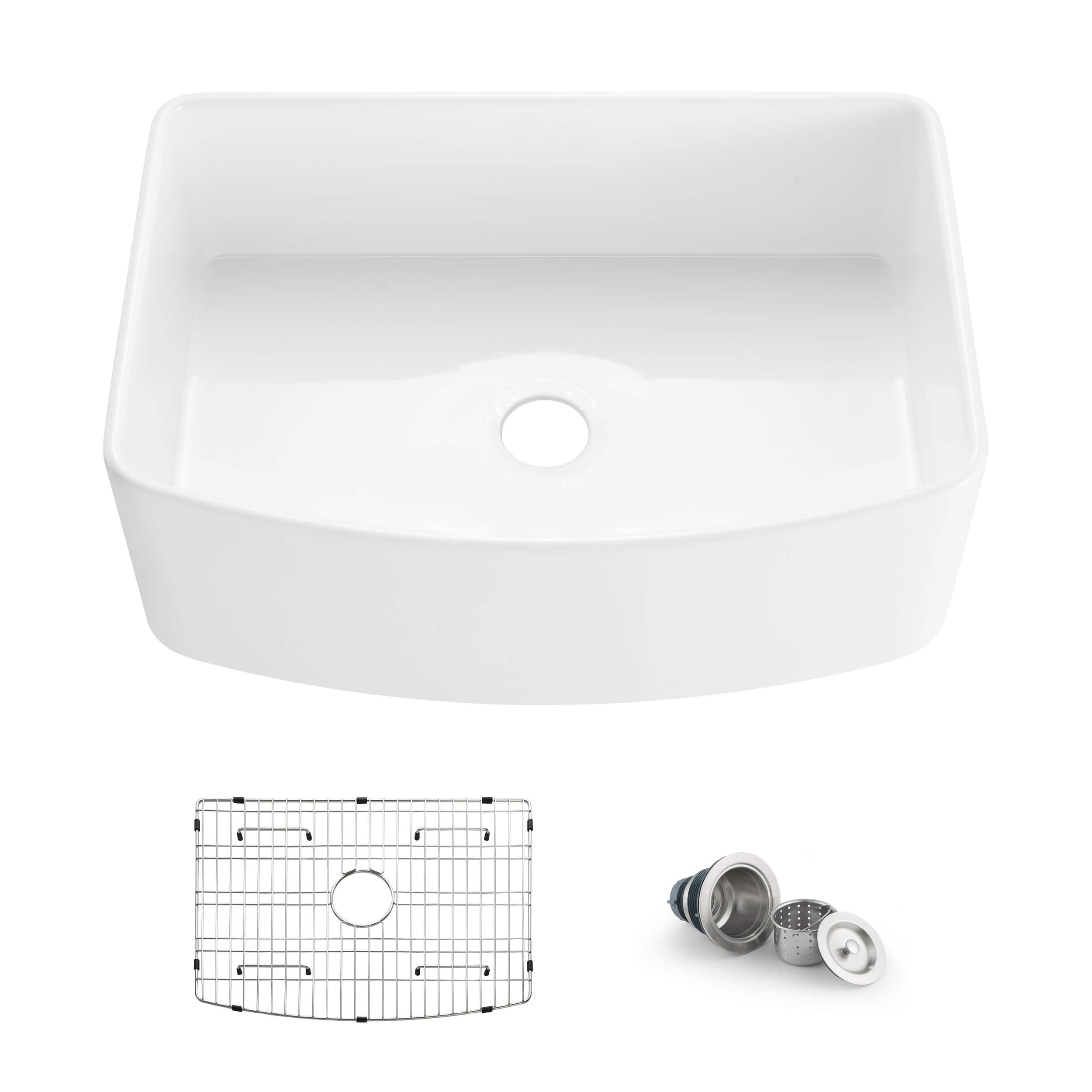 Nova 30" Curved Apron Front Fireclay Farmhouse Kitchen Sink - C2-30SFC  - Shop at Home Craft Studio - 1