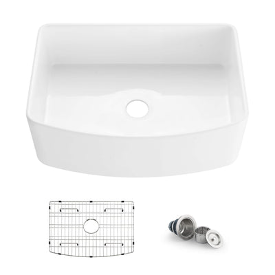 Nova 30" Curved Apron Front Fireclay Farmhouse Kitchen Sink - C2-30SFC  - Shop at Home Craft Studio - 1