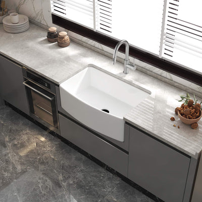 Nova 30" Curved Apron Front Fireclay Farmhouse Kitchen Sink - C2-30SFC  - Shop at Home Craft Studio - 3