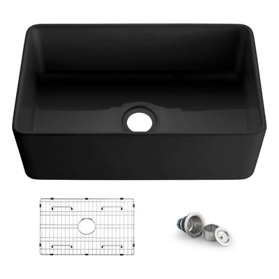 Nova 30" Matte Black Fireclay Single Bowl Kitchen Farmhouse Sink - C2-30SFMB  - Shop at Home Craft Studio - 1