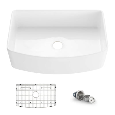 Nova 33" Curved Apron Front Fireclay Farmhouse Kitchen Sink - C2-33SFC  - Shop at Home Craft Studio - 1