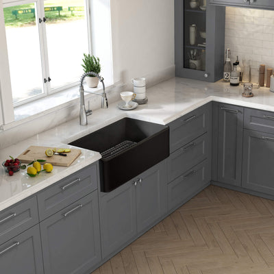 Nova 33" Matte Black Fireclay Single Bowl Kitchen Farmhouse Sink - C2-33SFMB  - Shop at Home Craft Studio - 4