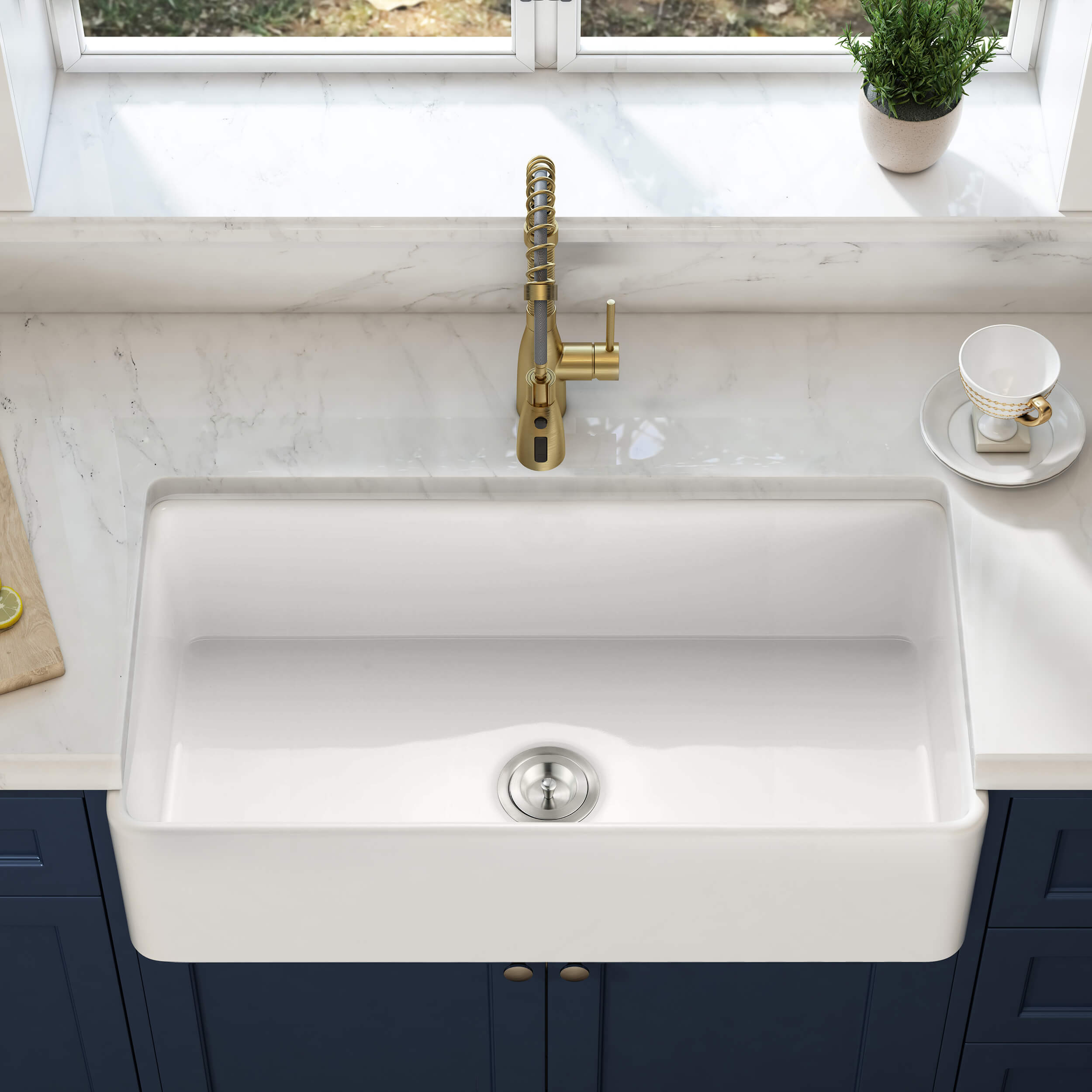Nova 36" Fireclay Single Bowl Kitchen Farmhouse Sink - C2-36SF  - Shop at Home Craft Studio - 3