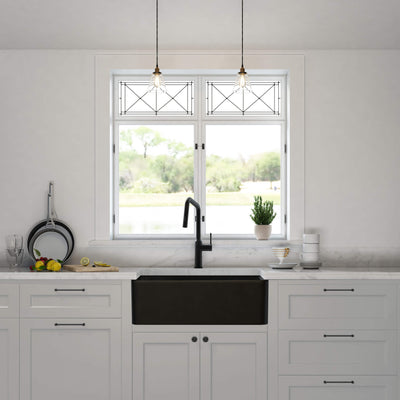 Nova 36" Matte Black Fireclay Single Bowl Kitchen Farmhouse Sink - C2-36SFMB  - Shop at Home Craft Studio - 2