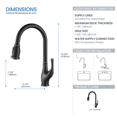 Omaha Single Handle Pull Down Kitchen Sink Faucet - CKF-2009  - Shop at Home Craft Studio - 11
