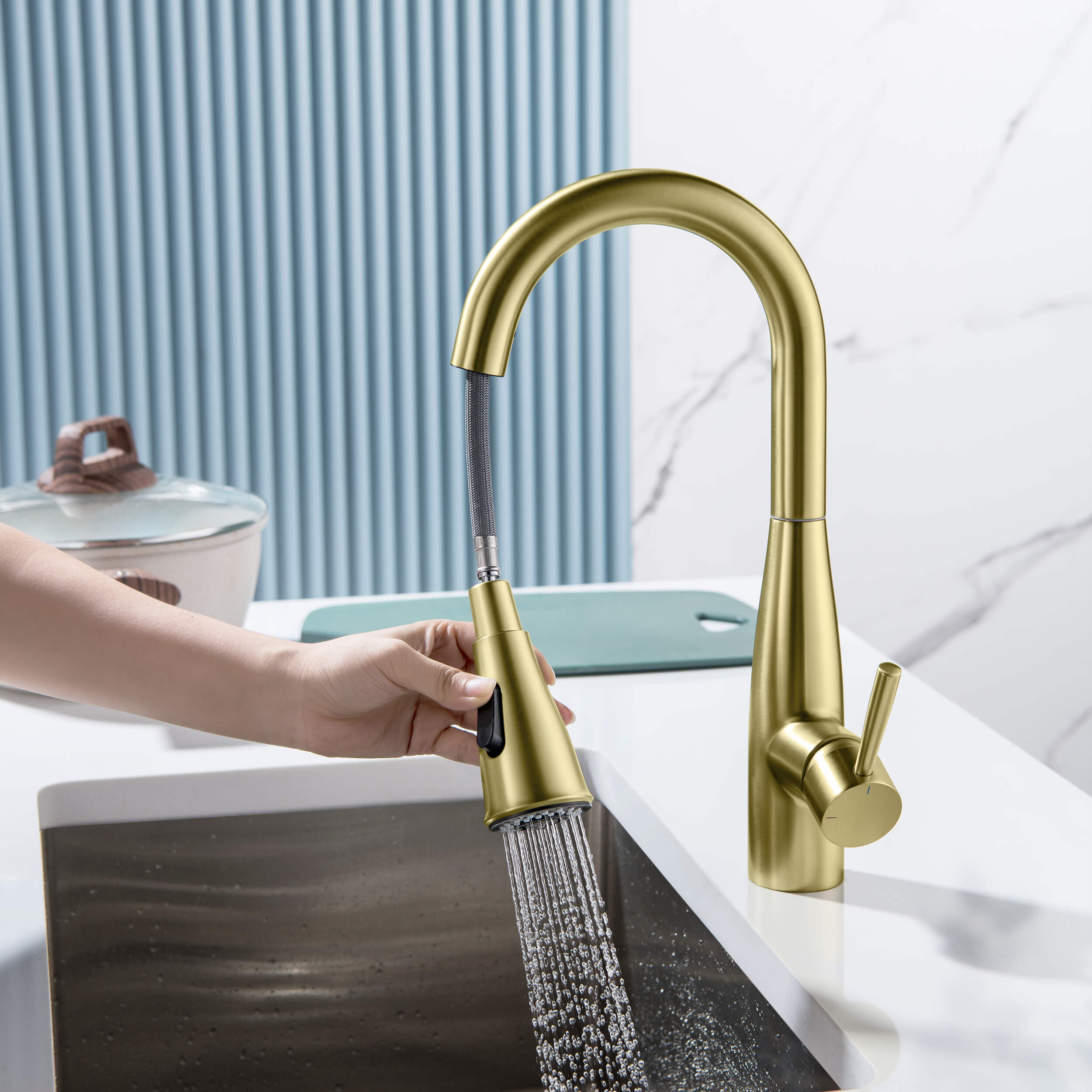 Plano Single Handle Pull Down Kitchen & Bar Sink Faucet - CKF-2015  - Shop at Home Craft Studio - 4
