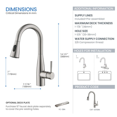 Plano Single Handle Pull Down Kitchen & Bar Sink Faucet - CKF-2015  - Shop at Home Craft Studio - 18