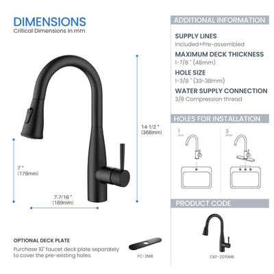 Plano Single Handle Pull Down Kitchen & Bar Sink Faucet - CKF-2015  - Shop at Home Craft Studio - 29