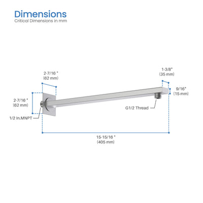 Quadra 16" Wall Mounted Shower Arm  - SA1601  - Shop at Home Craft Studio - 15
