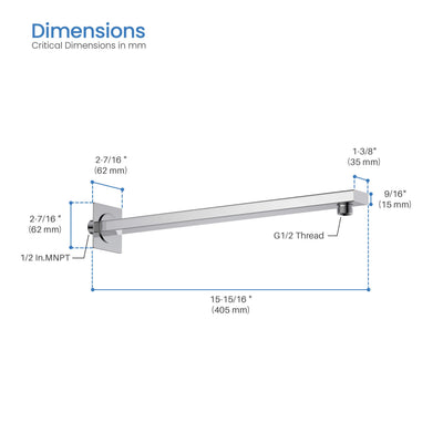 Quadra 16" Wall Mounted Shower Arm  - SA1601  - Shop at Home Craft Studio - 10