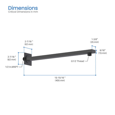 Quadra 16" Wall Mounted Shower Arm  - SA1601  - Shop at Home Craft Studio - 20