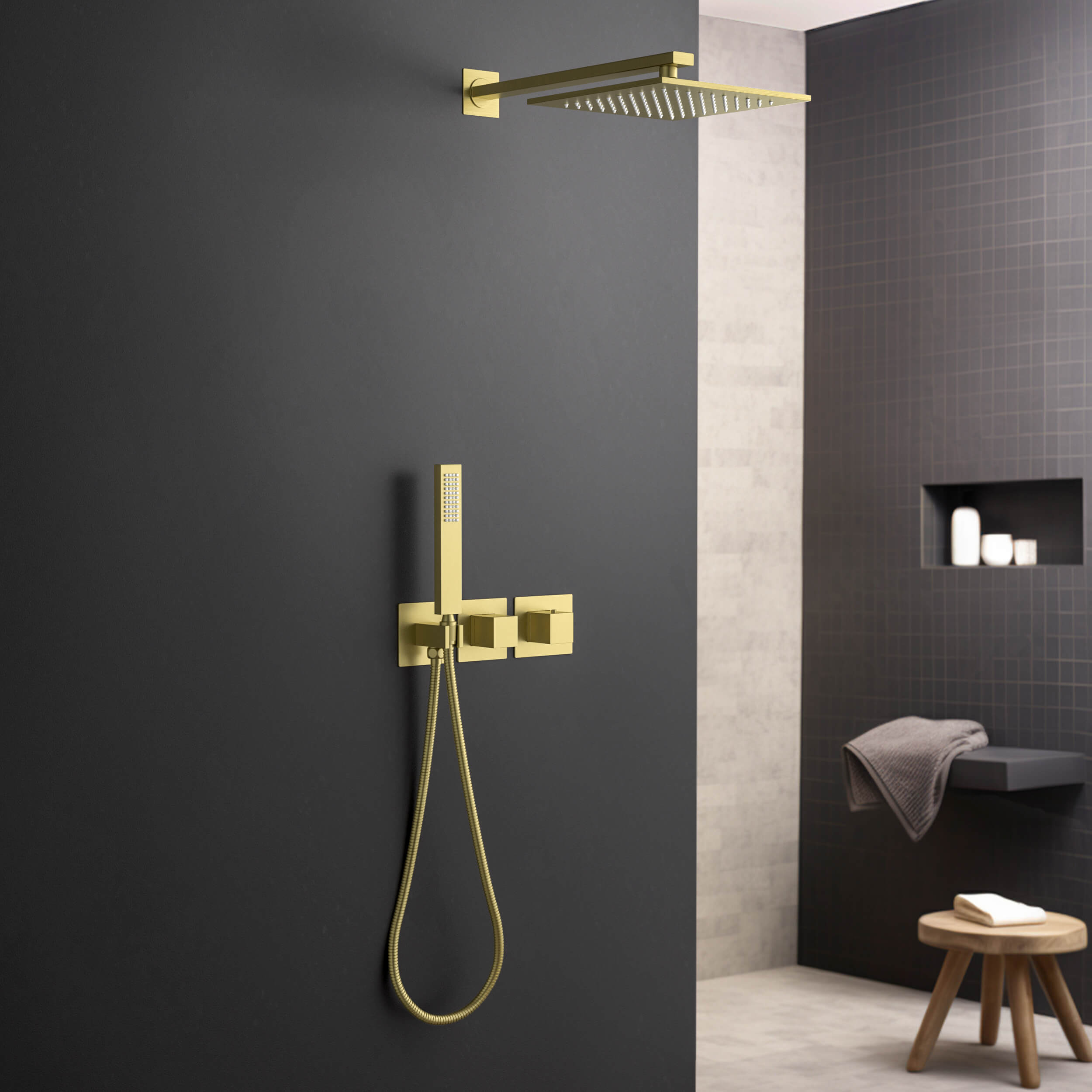 Quadra 2-Function Thermostatic Wall Mount Shower System With Rough-in Valve - CSF-4014  - Shop at Home Craft Studio - 2
