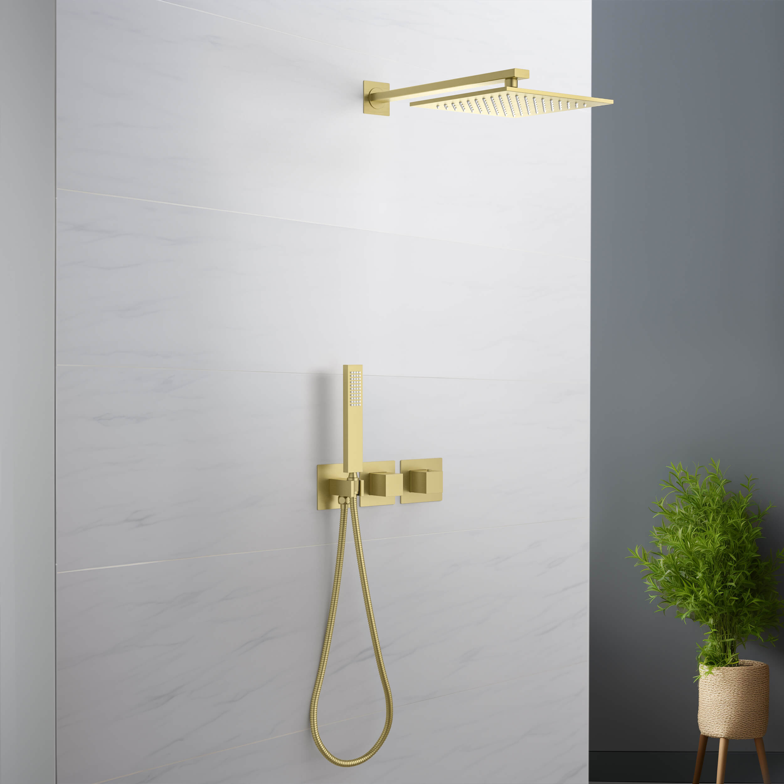 Quadra 2-Function Thermostatic Wall Mount Shower System With Rough-in Valve - CSF-4014  - Shop at Home Craft Studio - 3