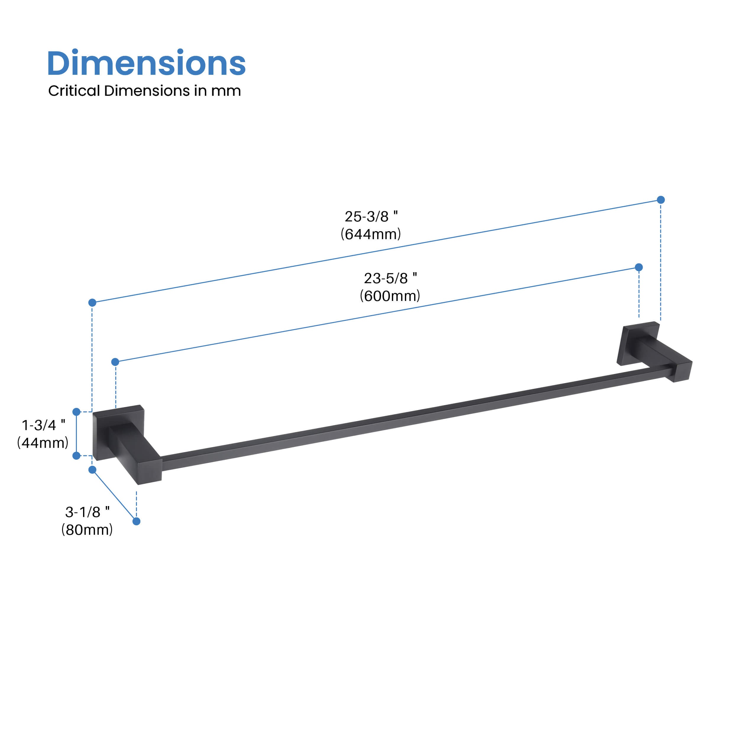 Quadra 24 inch Bathroom Towel Bar - CBA-1504  - Shop at Home Craft Studio - 27