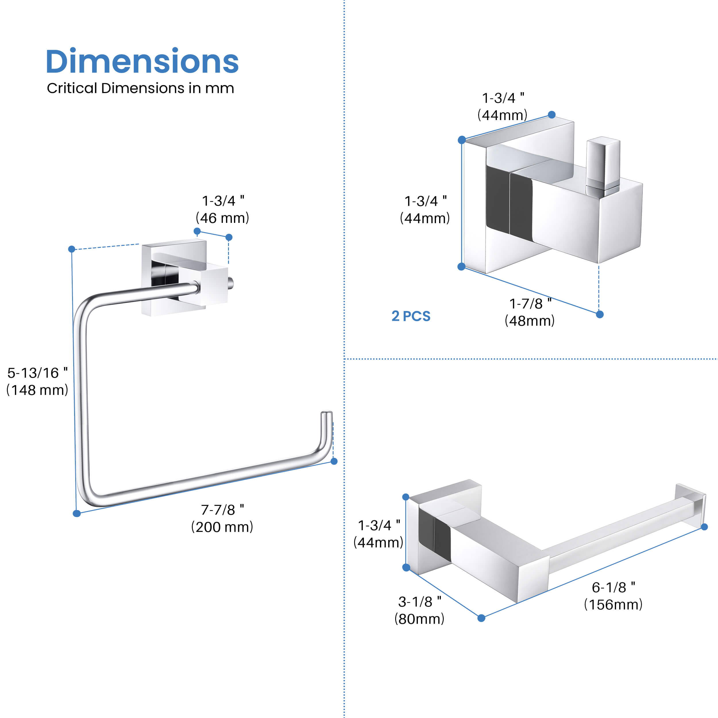 Quadra 4-Piece Bathroom Hardware Set - C-CBA15-4-1  - Shop at Home Craft Studio - 28