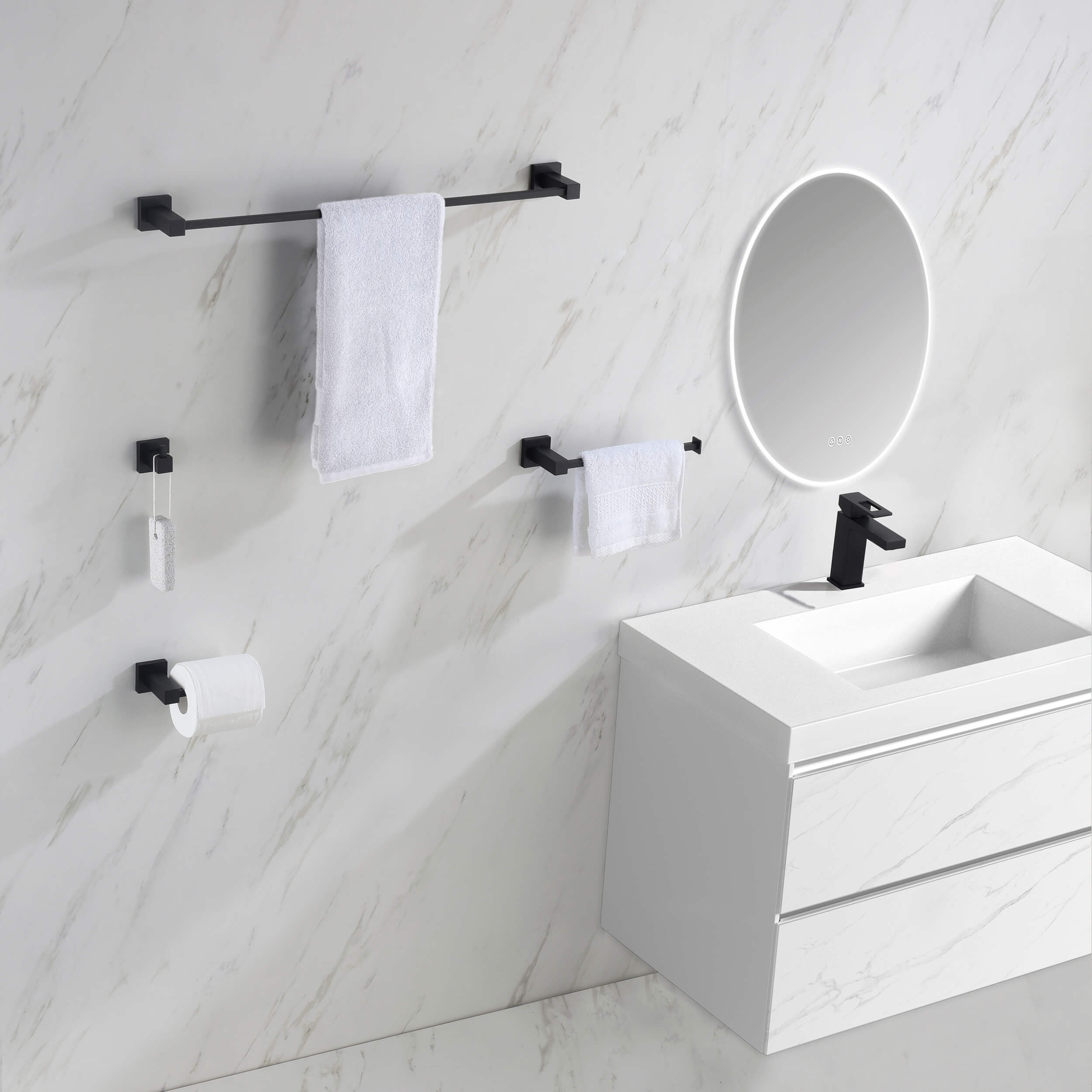 Quadra 4-Piece Bathroom Hardware Set - C-CBA15-4  - Shop at Home Craft Studio - 17