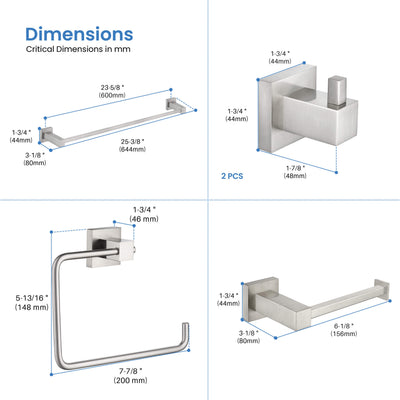 Quadra 5-Piece Bathroom Hardware Set - C-CBA15-5-1  - Shop at Home Craft Studio - 18