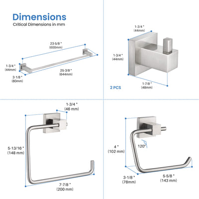 Quadra 5-Piece Bathroom Hardware Set - C-CBA15-5-2  - Shop at Home Craft Studio - 18