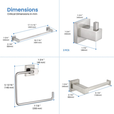 Quadra 5-Piece Bathroom Hardware Set - C-CBA15-5-3  - Shop at Home Craft Studio - 17