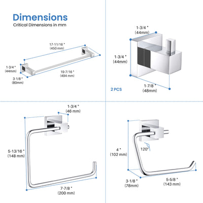 Quadra 5-Piece Bathroom Hardware Set - C-CBA15-5-3  - Shop at Home Craft Studio - 27
