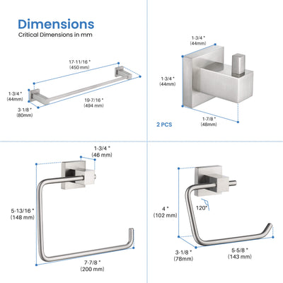 Quadra 5-Piece Bathroom Hardware Set - C-CBA15-5-4  - Shop at Home Craft Studio - 19