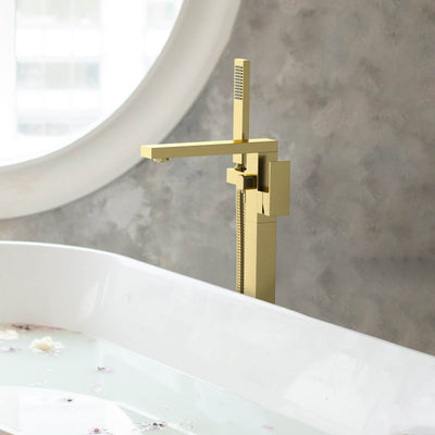 Quadra Floor Mount Tub Filler With Hand Shower - CTF-3002  - Shop at Home Craft Studio - 2