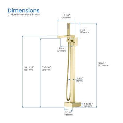 Quadra Floor Mount Tub Filler With Hand Shower - CTF-3002  - Shop at Home Craft Studio - 5