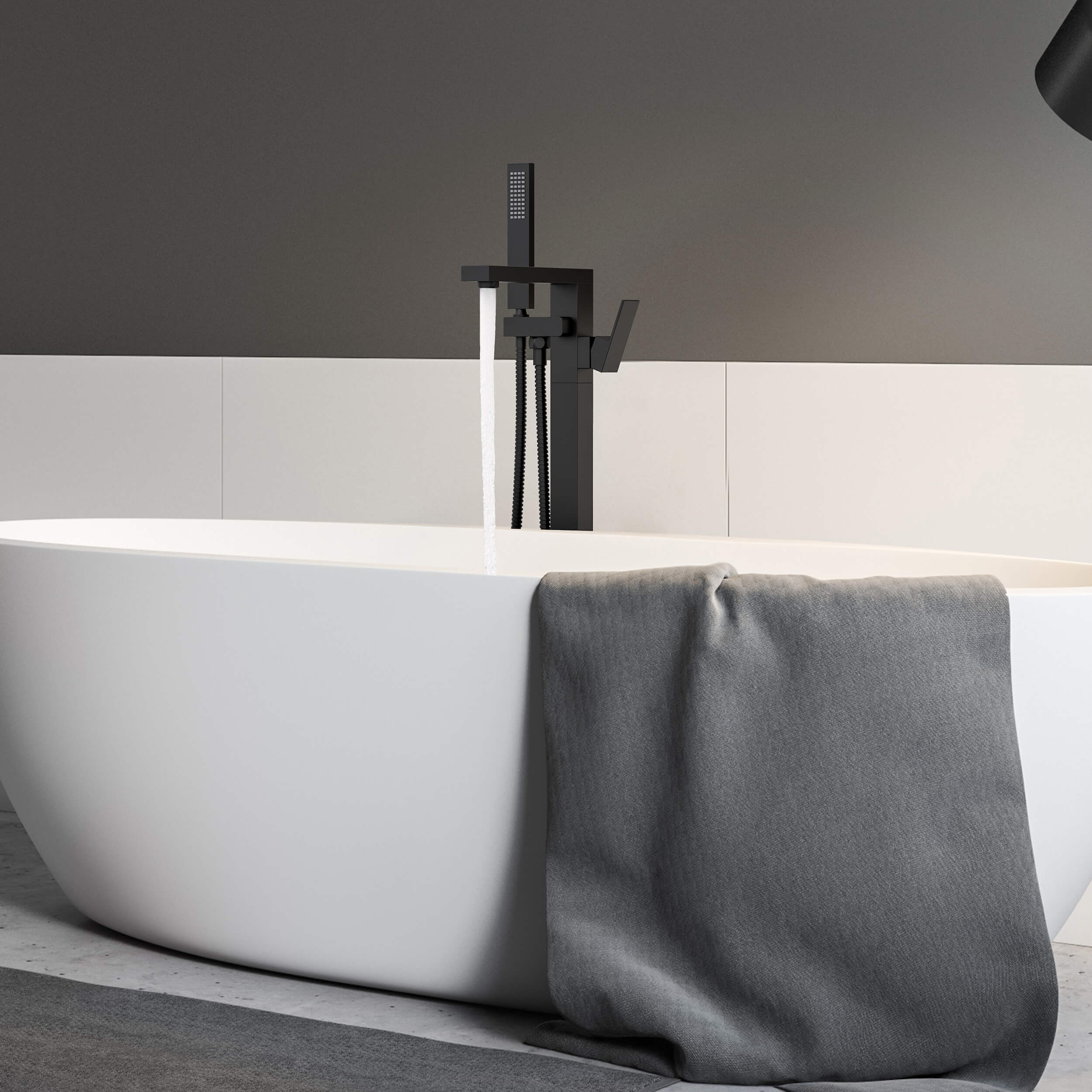 Quadra Floor Mount Tub Filler With Hand Shower - CTF-3002  - Shop at Home Craft Studio - 19