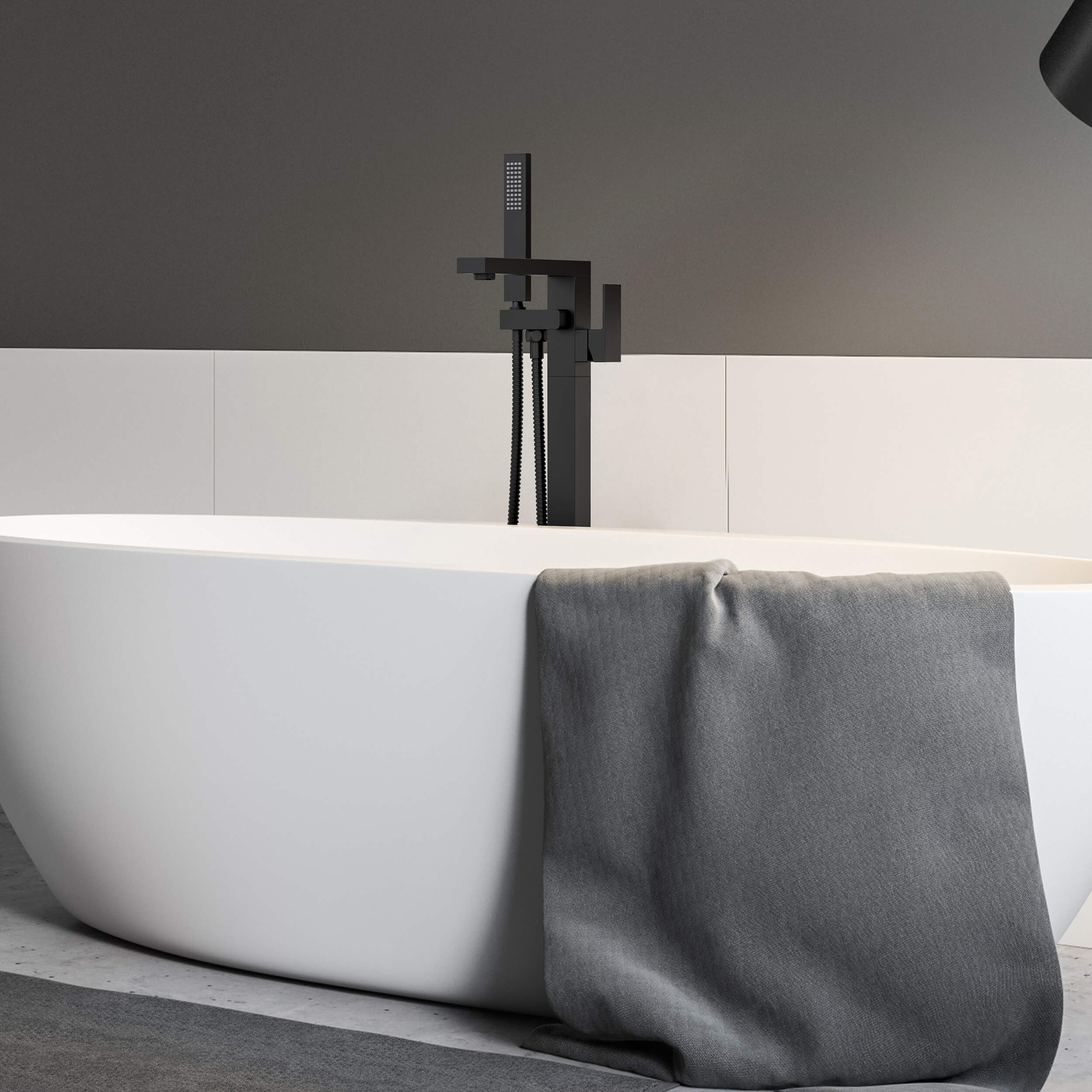 Quadra Floor Mount Tub Filler With Hand Shower - CTF-3002  - Shop at Home Craft Studio - 20