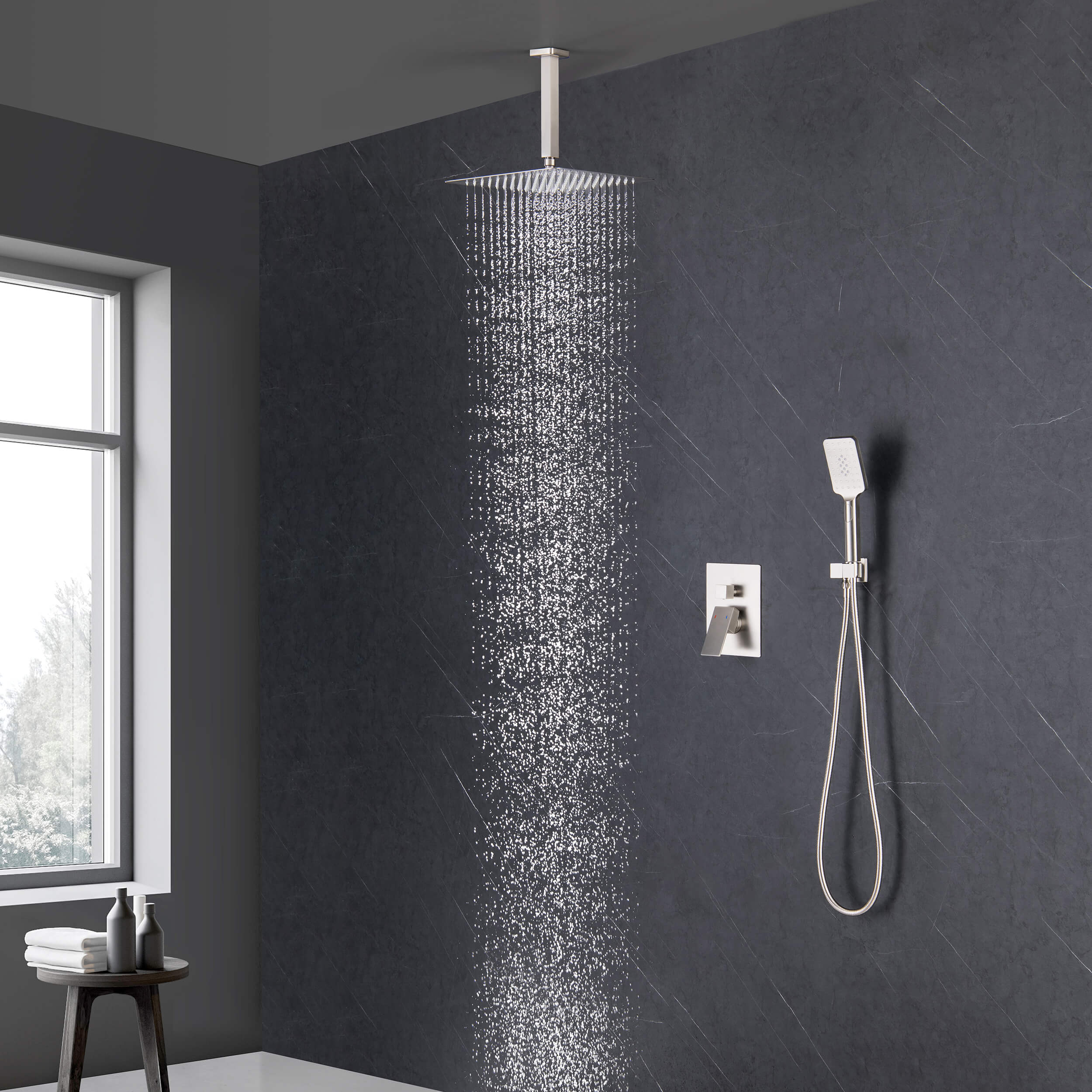 Quadra Pressure Balanced 2-Function Ceiling Mount Shower System with Rough-In Valve - CSF-4012  - Shop at Home Craft Studio - 8