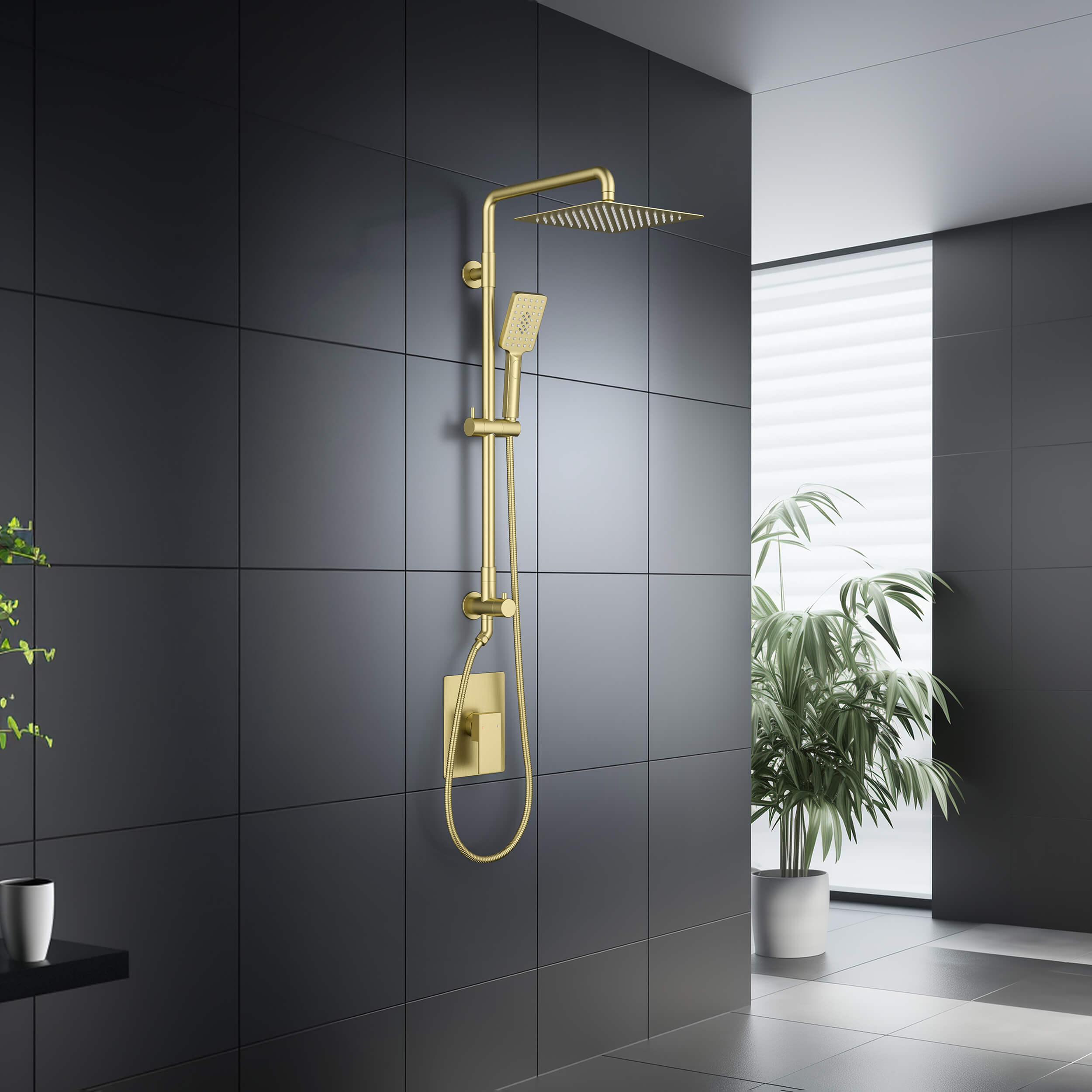 Quadra Pressure Balanced 2-Function Wall Mount Shower Column with Rough In Valve - CSC-4104  - Shop at Home Craft Studio - 3
