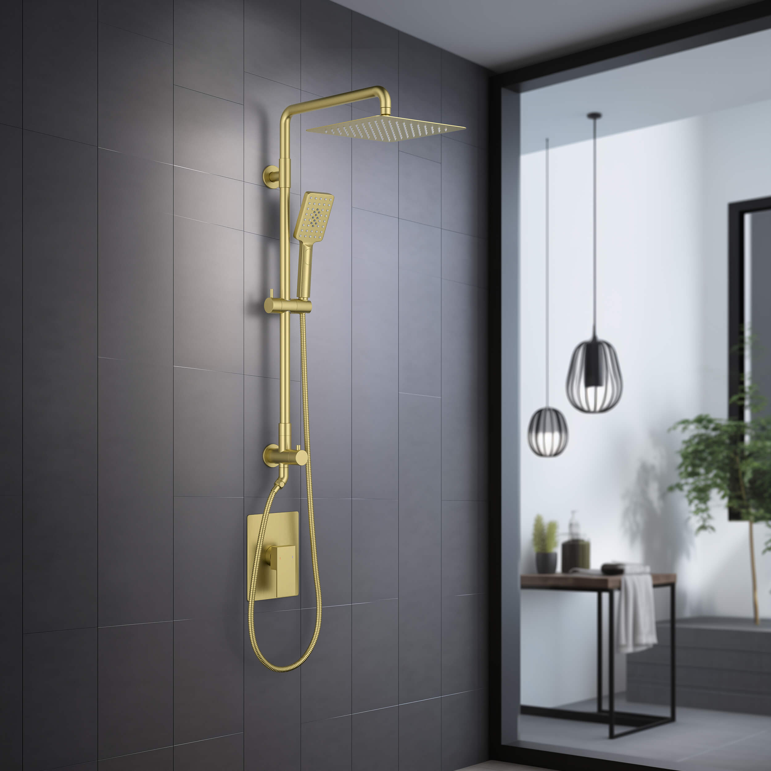 Quadra Pressure Balanced 2-Function Wall Mount Shower Column with Rough In Valve - CSC-4104  - Shop at Home Craft Studio - 4