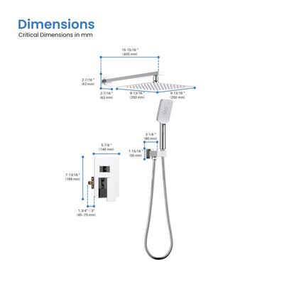 Quadra Pressure Balanced 2-Function Wall Mount Shower System with Rough-In Valve - CSF-4005  - Shop at Home Craft Studio - 24