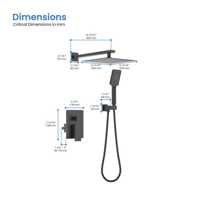 Quadra Pressure Balanced 2-Function Wall Mount Shower System with Rough-In Valve - CSF-4005  - Shop at Home Craft Studio - 12