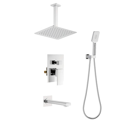 Quadra Pressure Balanced 3-Function Ceiling Mount Shower System with Rough-In Valve - CSF-4013  - Shop at Home Craft Studio - 28
