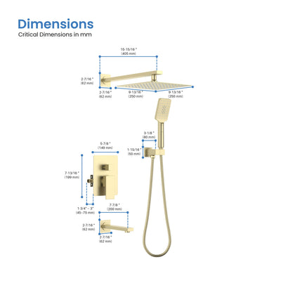 Quadra Pressure Balanced 3-Function Wall Mount Shower System with Rough-In Valve - CSF-4006  - Shop at Home Craft Studio - 11