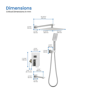 Quadra Pressure Balanced 3-Function Wall Mount Shower System with Rough-In Valve - CSF-4006  - Shop at Home Craft Studio - 21