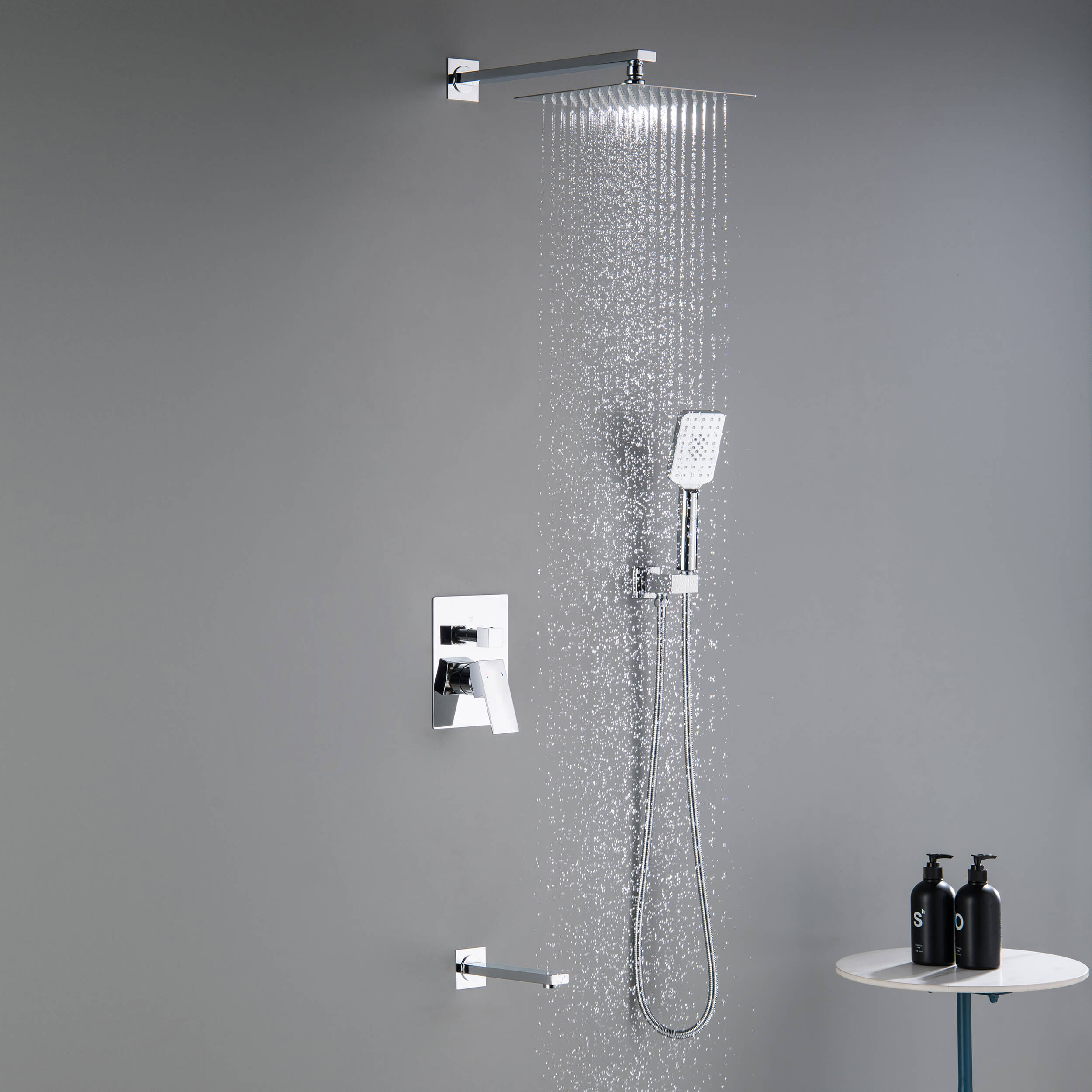 Quadra Pressure Balanced 3-Function Wall Mount Shower System with Rough-In Valve - CSF-4006  - Shop at Home Craft Studio - 25