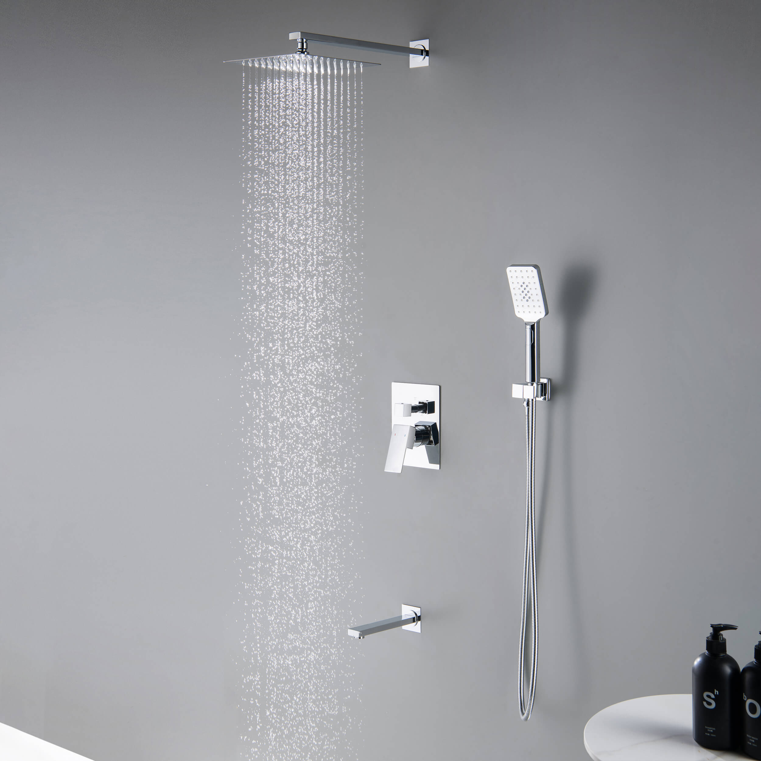 Quadra Pressure Balanced 3-Function Wall Mount Shower System with Rough-In Valve - CSF-4006  - Shop at Home Craft Studio - 26