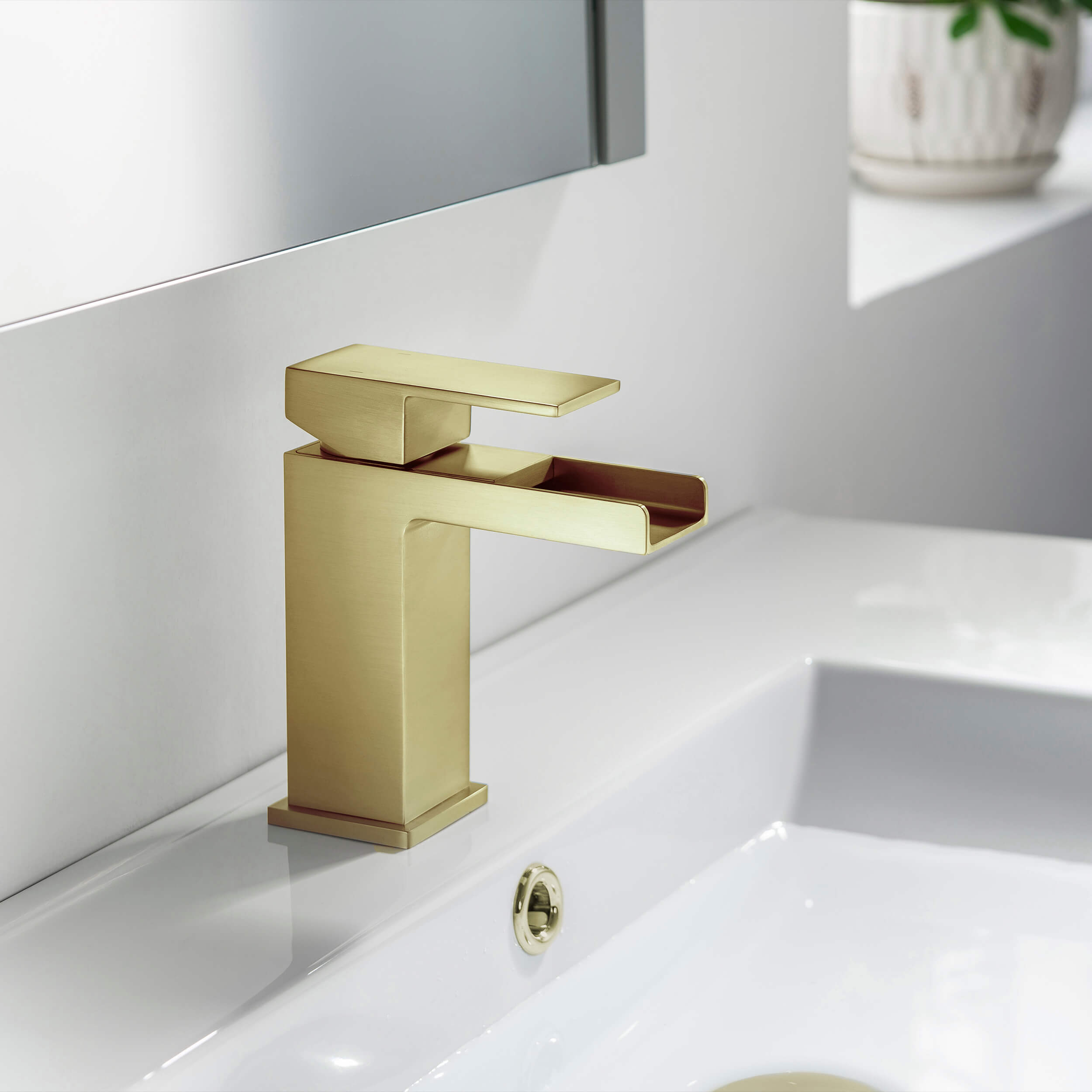 Quadra Waterfall Single Handle Bathroom Vanity Sink Faucet with Pop Up Drain - CBF-1004  - Shop at Home Craft Studio - 2