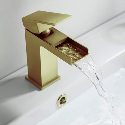 Quadra Waterfall Single Handle Bathroom Vanity Sink Faucet with Pop Up Drain - CBF-1004  - Shop at Home Craft Studio - 4